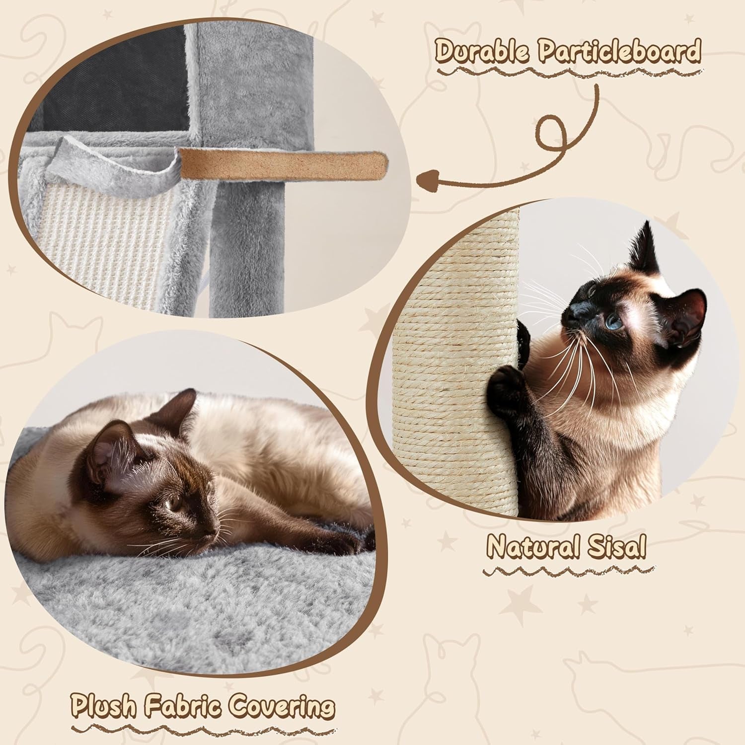Yaheetech 63.5In Multi-Level Cat Tree Tower Condo with Scratching Posts, Platform & Hammock, Cat Activity Center Play Furniture for Kittens, Cats, and Pets