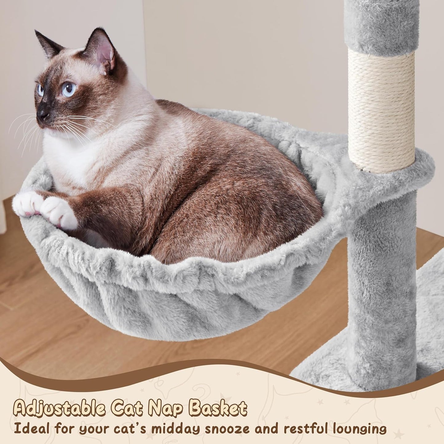 Yaheetech 63.5In Multi-Level Cat Tree Tower Condo with Scratching Posts, Platform & Hammock, Cat Activity Center Play Furniture for Kittens, Cats, and Pets